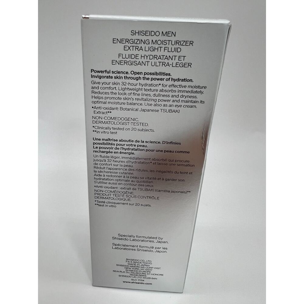 Shiseido Men Energizing Moisturizer Extra Light Fluid 100ml 3.3oz New Sealed - Picture 16 of 16